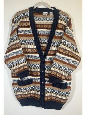 Vintage 80s Backroad Blues fair isle vneck cardigan 20(XL) oversized hippie